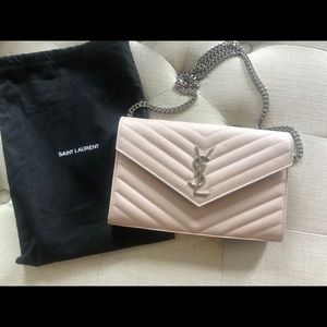 Authentic Saint Laurent MONOGRAM CHAIN WALLET